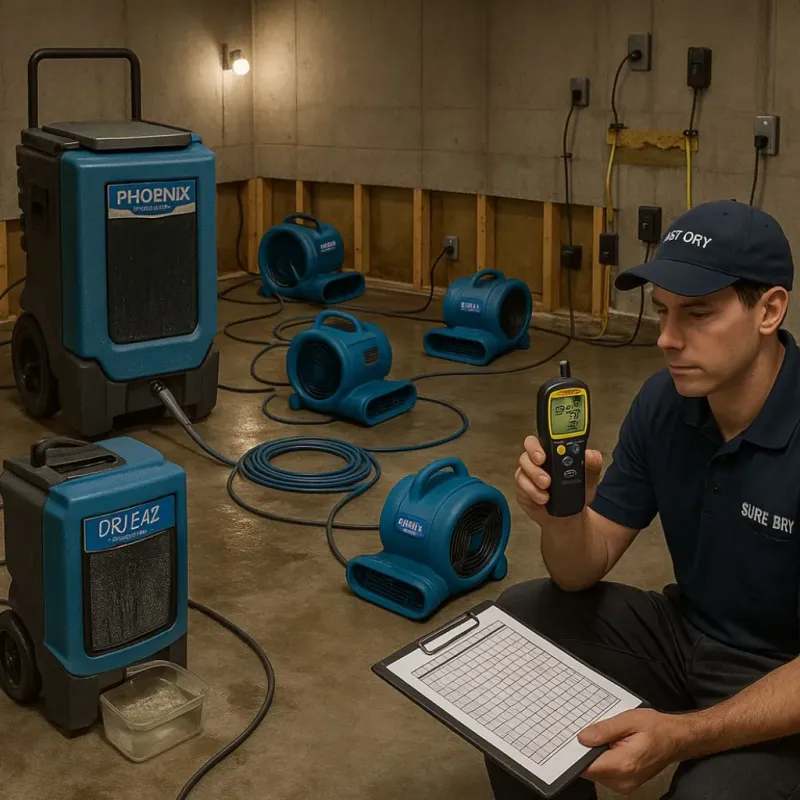 Structural Drying and Dehumidification process in Southampton County, VA